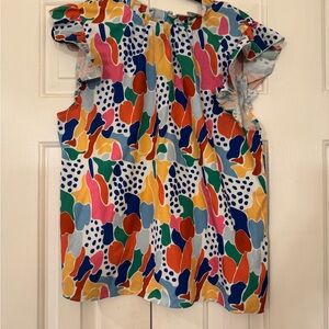 Colorful Kids Ruffle Sleeve Top